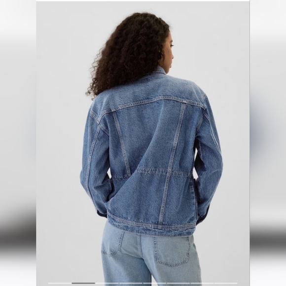 NWT GAP Oversized Cinched-Waist Denim Jacket medium rinse - Picture 5 of 6